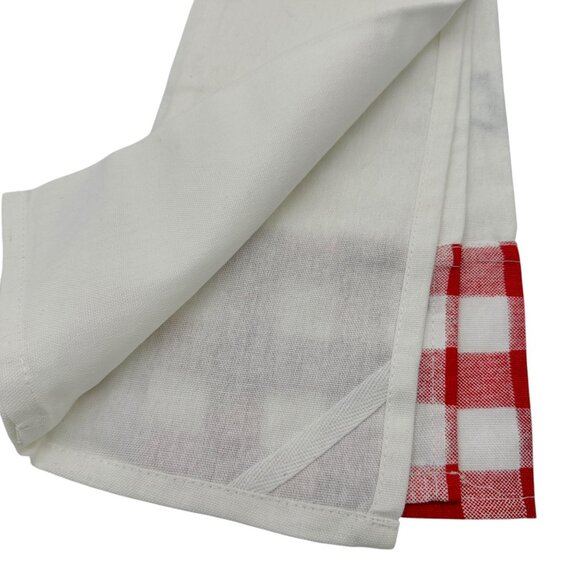 Bear Applique Kitchen Towel Red White Plaid Trim Embroidered T Initial 28x18 - Picture 5 of 7